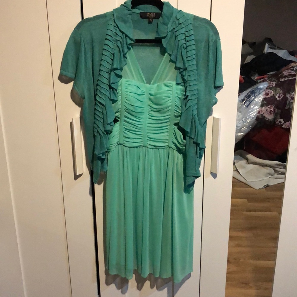 Mint Green Side Slit Dress & Sweater